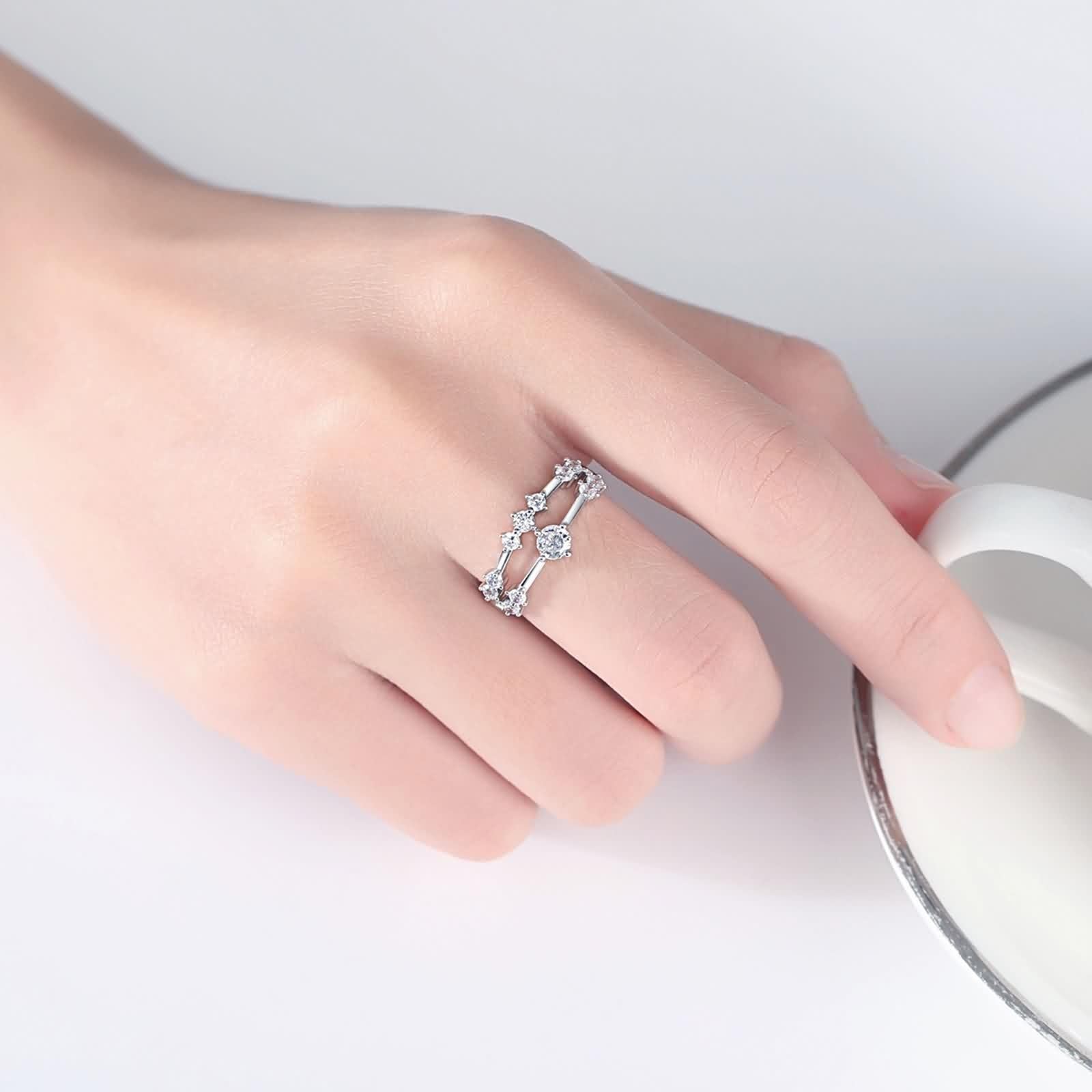 Pierścionek zaręczynowy Halo pierścionek obietnica białe złoto 18-karatowy niemetalowy znaczek (tylko moda) diament laboratoryjny okrągły z cyrkonią biały rozmiar H 1/2 nowoczesny dla żony biżuteria