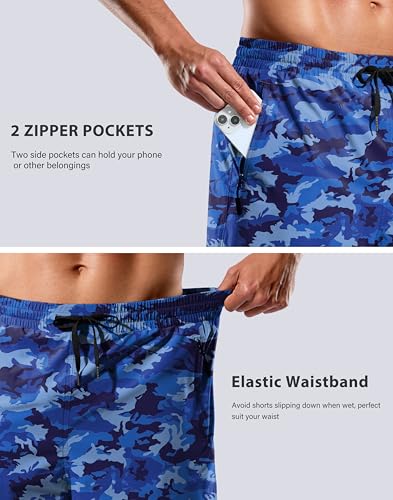 Image of G Gradual Mens Swim Trunks with Compression Liner 7 inch /9'' Quick Dry Board Shorts Swimsuit Bathing Suit for Men Zipper Pockets