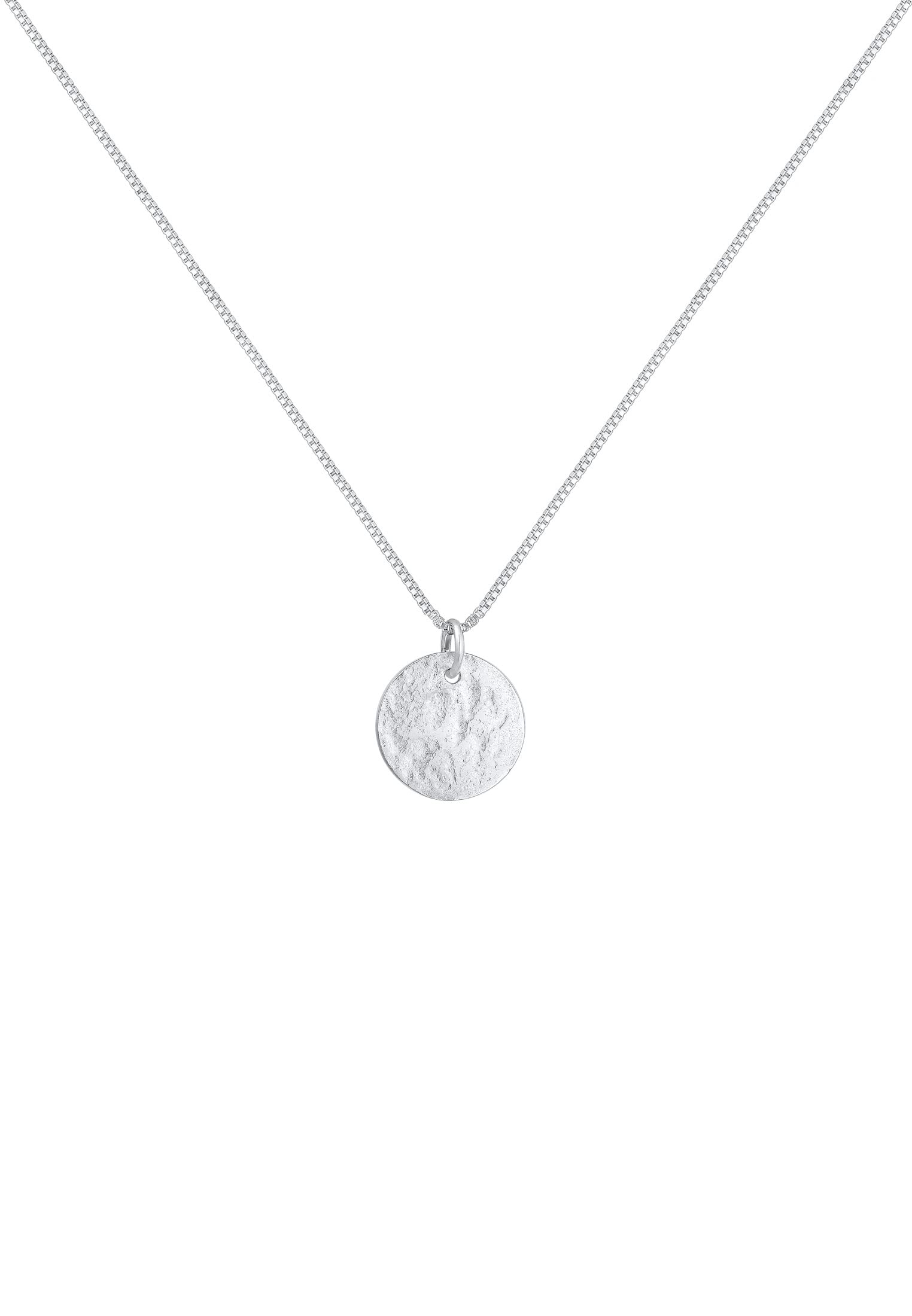 Elli Halskette Damen Plättchen Anhänger Gehämmert 925 Silber