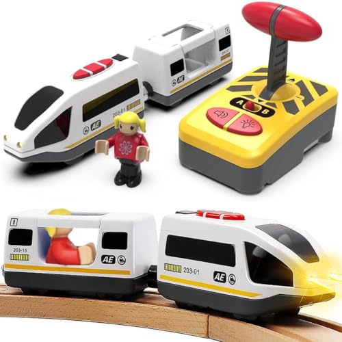 TOPLIVING Motorisierter Zug für Holzschienen, Ferngesteuerter Zug mit...