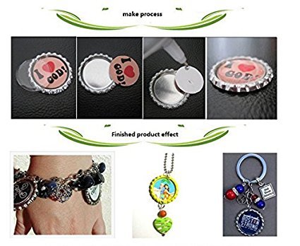 RUTICH 100 PCS Flat Decorative Bottle Cap Craft Bottle Stickers Double Sideds Printed for Hair Bows, DIY Pendants or Craft ScraPbooks(Black)