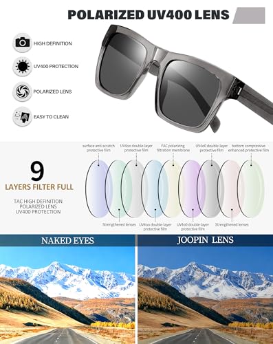 Image of Joopin Acetate Square Sunglasses Men Polarized UV400 Protection Trendy Oversized Sun Glasses Retro Shades Women