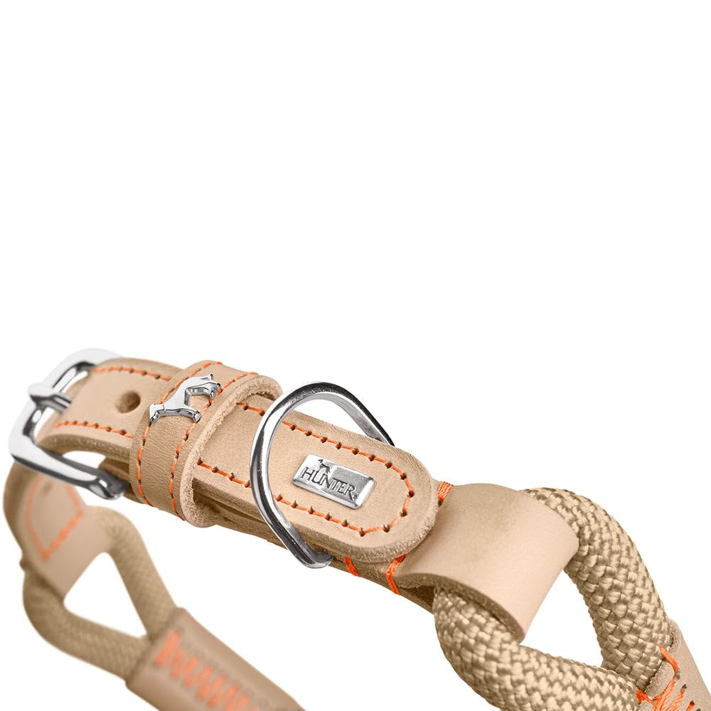 HUNTER Malia Dog Collar, Colour: Lime/Natural, Made of Soft Rope and Robust Leather, Lightweight, Durable - Image 4