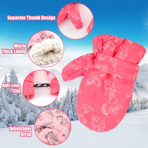 HONGTEYA Toddler Gloves Toddler Snow Mittens Waterproof Kids Warm Ski Gloves Lined Fleece Baby Winter Mittens for Toddler Boys Girls（Medium）4