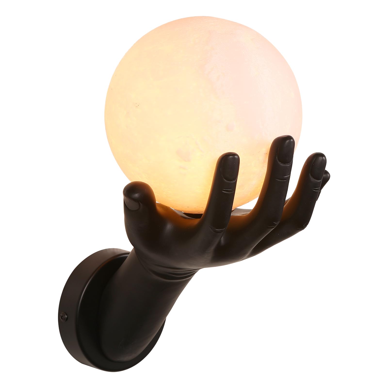 LIGKIN Creative Hand Shaped Wall Light Modern Scandinavian LED Wall Lamp with G9 Light Bulb Plaster Wall Lighting Decorative Bedside Lamp for Bedroom Loft Hallway Black
