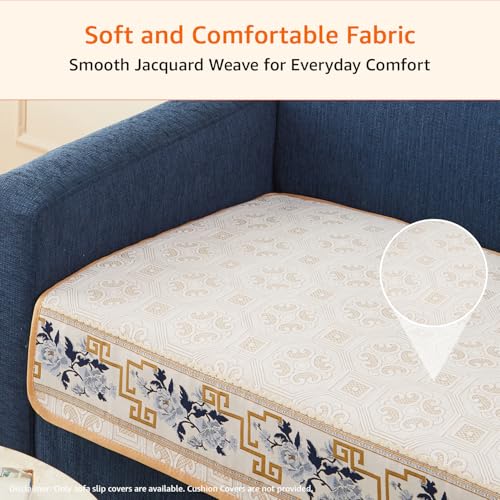 Image of Amazon Basics Jacquard Sofa Cover for Two Seater, Smooth Plain Weave, Non-Slip Sofa Pad, 70x120 cm, Soft Silicone Grip Dots, 100% Polyester, Machine Washable - Grey
