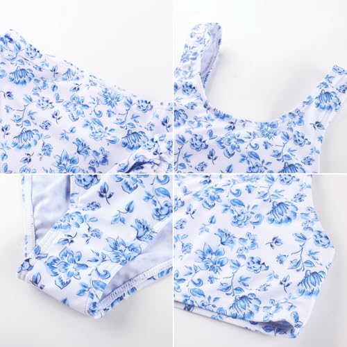 Image of GRACE KARIN Girls Bathing Suit Adjustable Taniki Swimsuit Tie Front 4 Piece Bikini Set with Kimono Cover Up 6-14