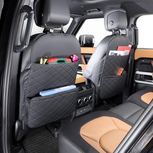 TAIKOO Seat Back Protector + Large Capacity Pocket Storage Organizer,Preventing the Impact of Children Stepping on the Seat Backrest (Black)