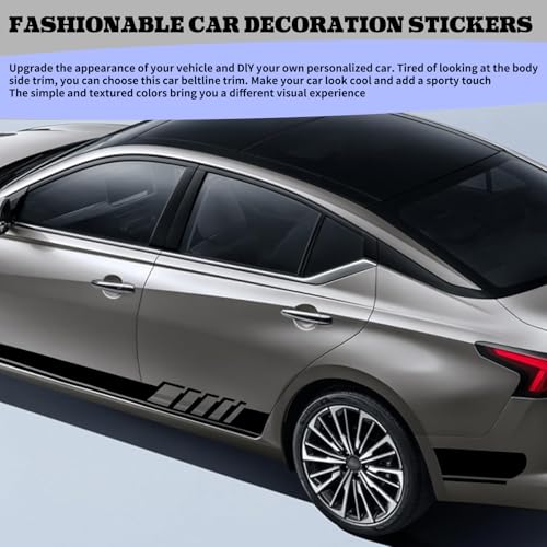 Image of ijuicy 2 PCS Car Body Decoration Decals, Waterproof BK Material Sports Style Long Stripes Side Skirt Stickers, Vehicle Personalized Decorative Accessories, Suitable for Most Car Models (Black)