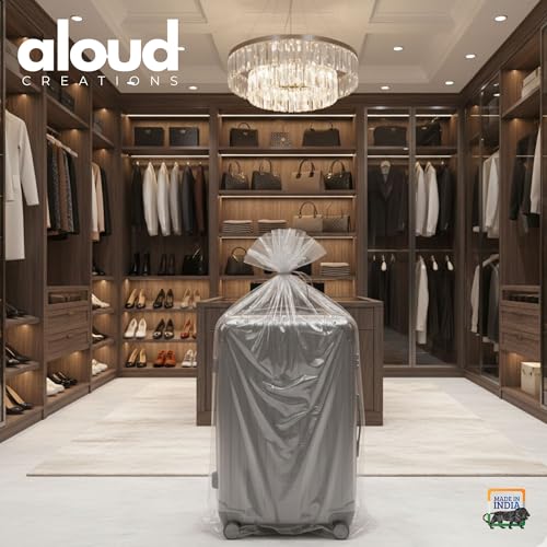 Image of ALOUD CREATIONS 16 Piece Large Clear LDPE Plastic Bag 30 x 50 Inch | Jumbo Thick Transparent Luggage Trolley & Suitcase Covers | Dustproof Storage for Travel, Moving, Mattress, Chair, Art | 60 Micron