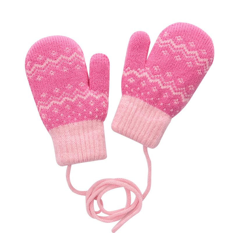 FGSS Winter Warm Mittens for Girls Boys - Elastic Cuff Knit Gloves Kids Snowflakes Stretchy Mittens Cold Weather(3-5 Yrs)