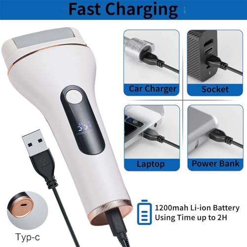 Image of Electric Foot Callus Remover, Portable Electric Foot File with 15 in 1 Professional Pedicure Kits,Rechargeable Pedicure Tools for Foot Care, Waterproof Remover Cracked Feet & Dead Skin, Gift (White)
