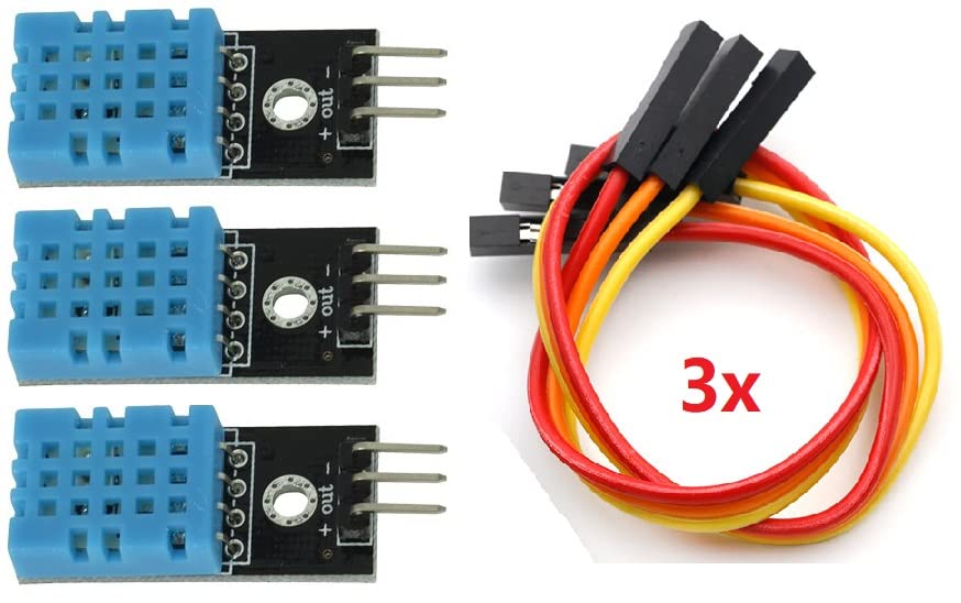 Miniatura 2 de WWZMDiB DHT11 Sensor de temperatura y humedad 3.3V-5V Medición de humedad 20%-95% Medida de temperatura 32.0-122.0 F para arduino (3 piezas DHT11)