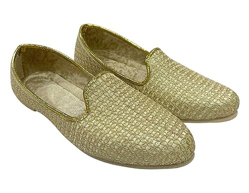 Punjabi Jutti for Men's Traditional Mojaris Shoes Cream Gold Wedding for Groom Indian Handmade Ethnic Jooti3