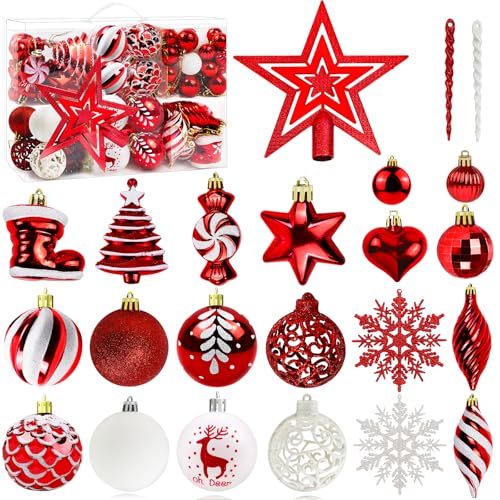 Weihnachtskugeln im 132er Set,Ø 3-6cm Kunststoff Christbaumkugeln...