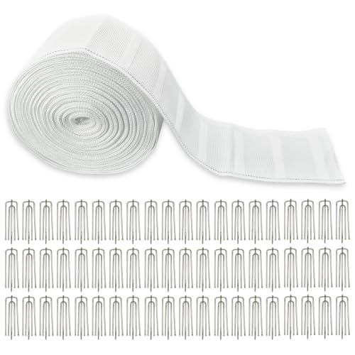 Dravik Curtain Pleat Tape 12M/13Yards with 60 Stainless Pinch Pleat Hooks