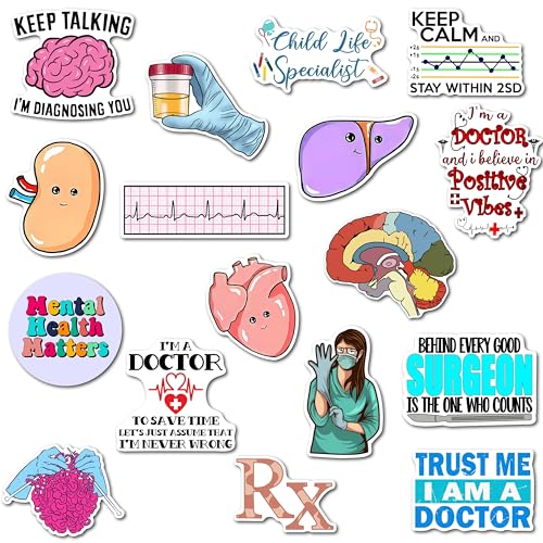 Image of WallDesign Doctor Theme Fridge Magnet Collection - Unique Medical Designs, for Healthcare Heroes, Cute Magnets for Magnetic Surfaces (Set of 17)