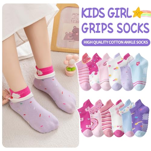 Baby Girls Boys Toddlers Kids Grips Socks 12 Pairs Non Slip Anti Skid Ankle No Show Funny Cotton Socks with Grippers2