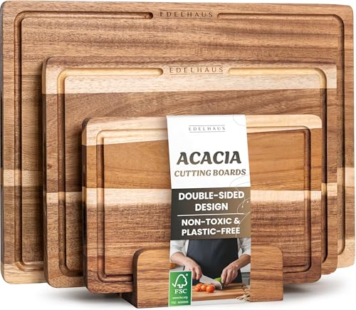 Acacia Wood Cutting Board for Kitchen, Non-Toxic Cutting Board Se...