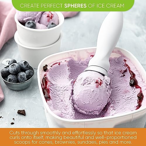 Image of Spring Chef Heavy Duty Metal Ice Cream Scoop with Soft Grip Handle, White