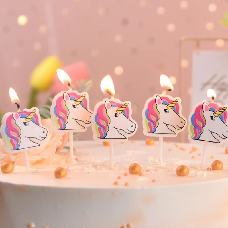 PartyMane Unicorn Theme Candles Ideal for Birthdays 5 Candles Pack Birthday Cake Toppers 5pcs in box-image-39