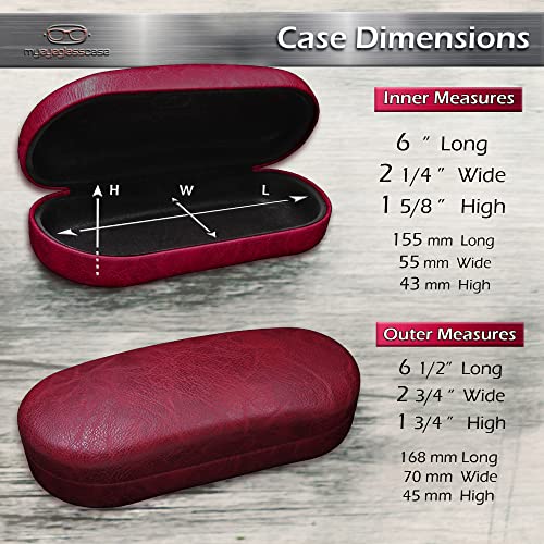 Image of MyEyeglassCase - Large Sunglasses Case - Hard Glasses Case Holder w /Pouch & Cloth - Eyeglass Case Aviator Frames Men & Women