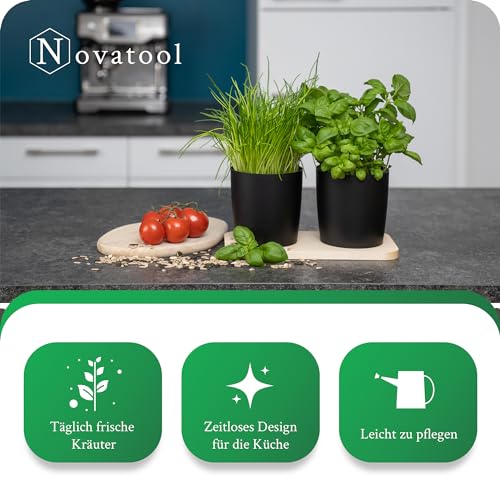 Novaliv-Stilvolle-Krauterstation-2er-Set-mit-Holzunterlage-und-2-Krautertopfe-fur-Jede-Fensterbank-Fur-frische-Kuchenkrauter-Krautergarten-fur-die-kuche-Krauterbeet-Indoor-Blumentopf-Ubertopf | Dealmeister.io Alt tag für bilder post titel