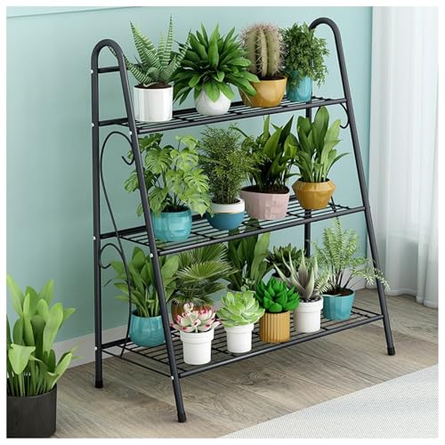 Support à plantes en métal robuste à 3 niveaux, étagère durable pour fleurs