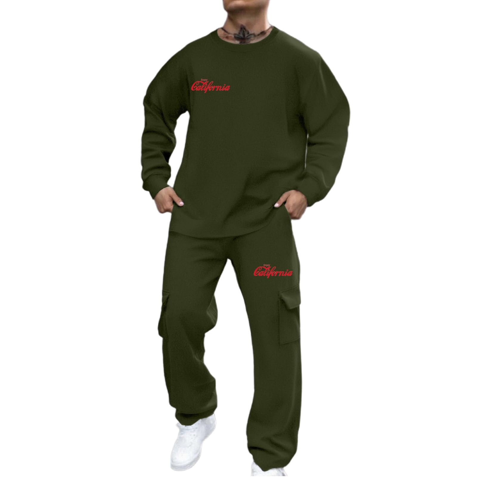 Herren-Freizeitanzüge mit Buchstabendruck, Rundhalsausschnitt, Sweatshirt-Set, bequemes Streetwear-Outfit für den Alltag
