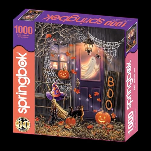 Rompecabezas Springbok Boo! de 1000 piezas para adultos, temática de Halloween, piezas únicas cortadas a precisión, fabricado en EE.UU. con materiales ecológicos, casa embrujada con fantasmas y diversión otoñal miniatura 2