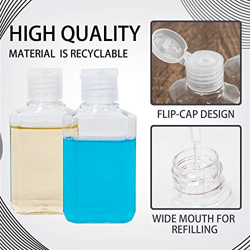 Gonioa Set of 20 Clear Plastic Empty Bottles Travel Containers with Flip Cap, Empty Squeeze Bottles, Cosmetic Toiletry Containers for Shampoo Lotion Soap, 2 ounce (60 ml) - Thumbnail 7