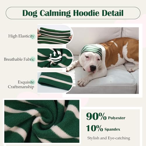 Image of Nanaki Calming Hoodie Dog Grooming Ear Cover Anxiety Relief-No Shake Dog Ear Wrap Hematoma, Striped Head Wrap Snoods for Noise Protection, Bath, Fireworks, Thunderstorm, Blow Drying, Warm-Keeping