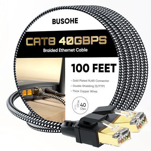 Câble de réseau Internet Cat 8 BUSOHE tressé haut débit 40 Gbit/s RJ45 pour PC