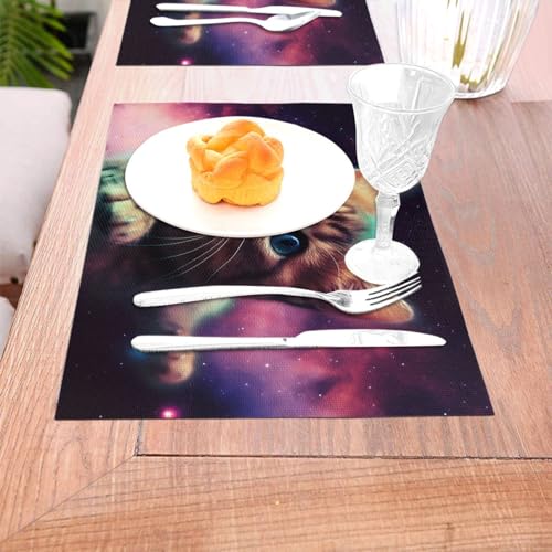 Set de table chat bébé durable lavable en PVC imprimé galaxie x6 - 4