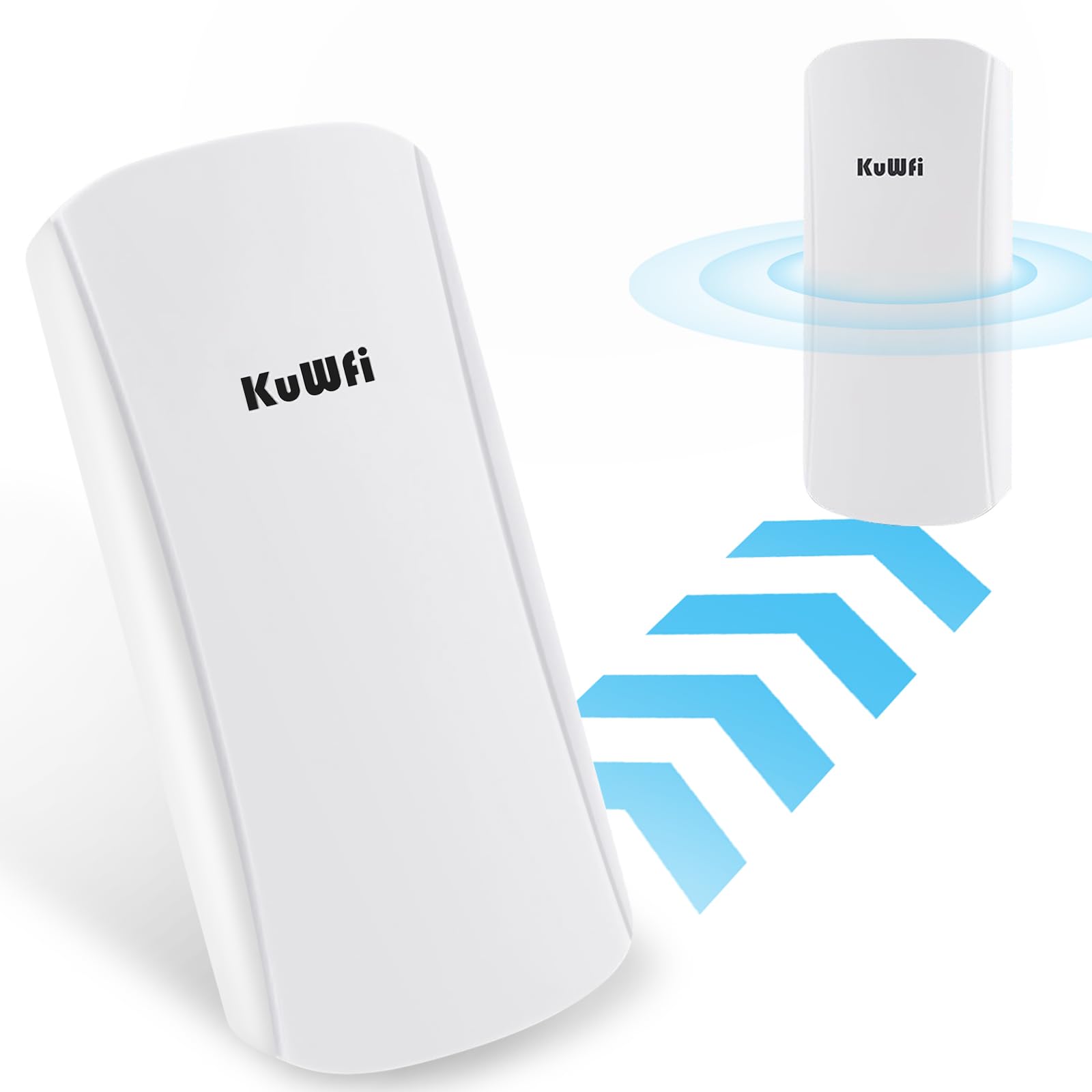 KuWFi Accesso Point Esterno,1-2KM Distanza, velocità WiFi fino a 450Mbps, Ponte Radio Wireless Dual Band 5.8GHz per Router Starlink/Telecamera, connessione PTP/PTMP Antenna WiFi Esterno