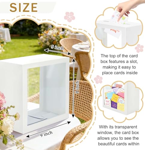 Image of SietDESEO White Card Box for Party with Clear Window Large Gift Card Box Holder for Wedding Reception Birthday Graduation Baby Shower Raffle Ticket Box