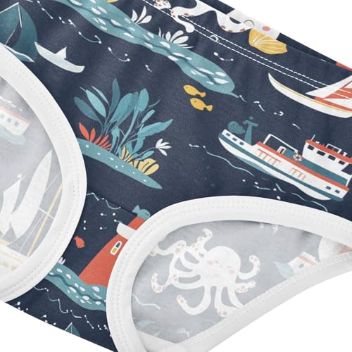 Wusikd Sea Ships Boat Girls' Underwear Cotton Girls Briefs Soft Toddler Underwear 2T4