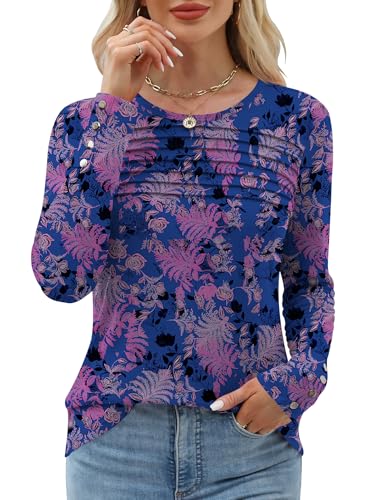 Trendy Womens Fall Tops Long Sleeve Dressy Casual Office 38 womens fall tops - purple background with pink flower