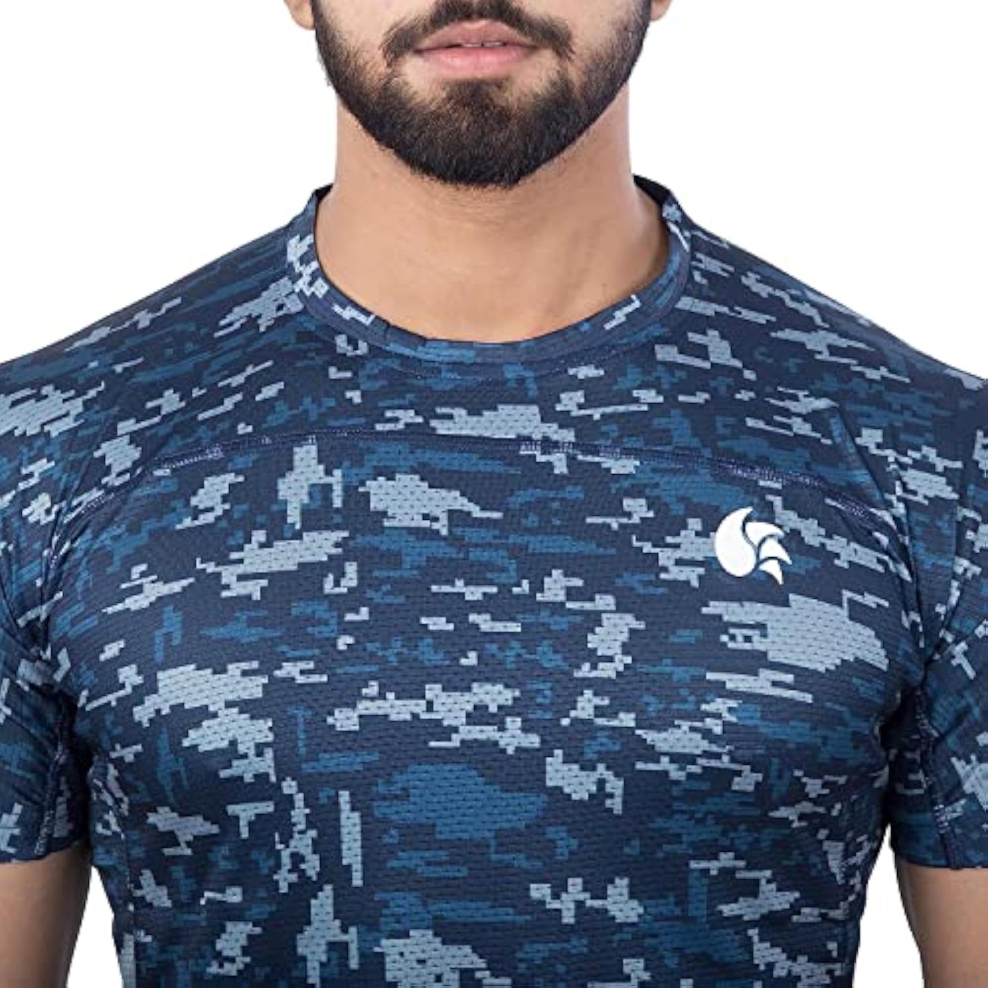 Men's Round Neck Half Sleeve T-Shirt, XX-Large, Navy/Grey