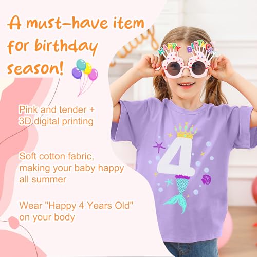 Image of Lovekider Girls Birthday T Shirts Cotton Short Sleeve T-Shirts Tee Party Clothing 3-6 Years