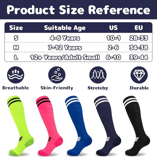 Image of Olreco Kids Soccer Socks Youth Baseball Socks Men Women Softball Sock for Girls Boys Football Sock Men Team Sports Accessory
