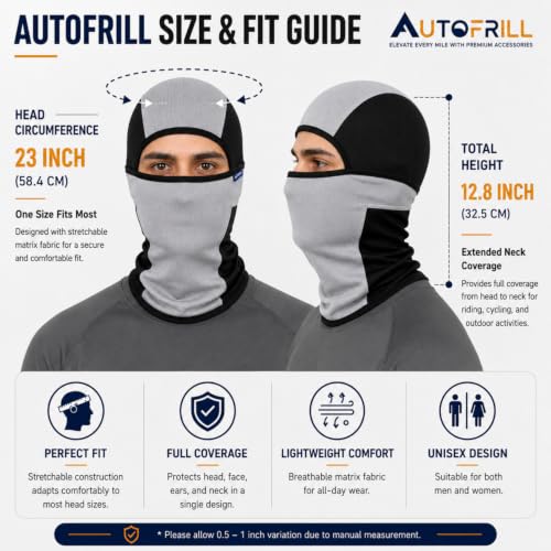 Image of AUTOFRILL Balaclava for Men - Full face mask for Bikers Helmet Liner & Head Cover for Men Breathable Mask for Motorcycle Riding & Cycling