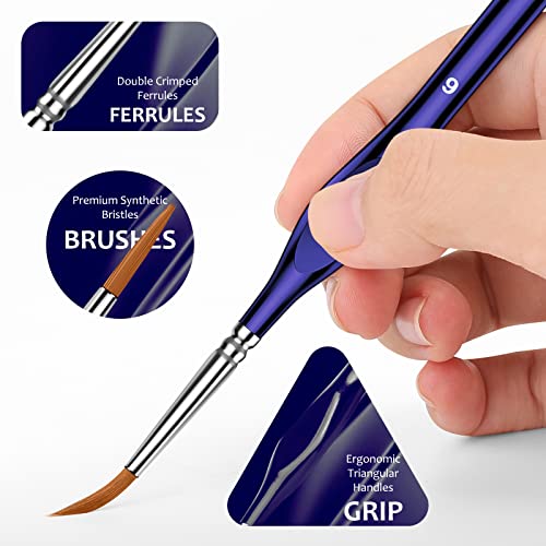 Miniature Paint Brushes,10Pcs Small Fine Tip Paintbrushes, Micro Detail Paint Brush Set, Triangular Grip Handles Art Brush Perfect For Acrylic, Watercolor, Craft, Models, Warhammer 40K (Navy Blue, 1) #TOP1