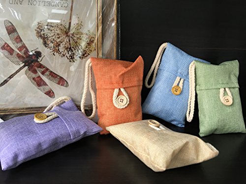 Xshelley 5 Pack* 100g natuurlijke luchtzuiverende bamboe houtskoolzak voor thuiskoelkast, diepvriezers, kasten, auto en… - Image 8