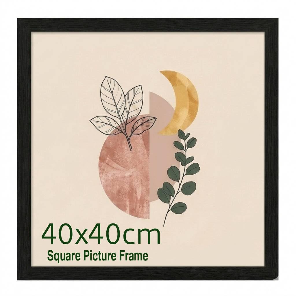 Poster Mount 40x40 cm Square โ Black MDF Wood Art Frame - Shatter-Proof Acrylic Sheet, Ideal for Family Photos - Versatile Wall Display Hardware - Home & Office Decor โ image 1