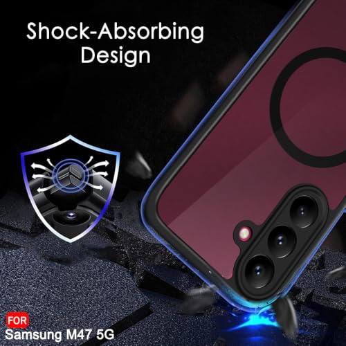 Image of TheGiftKart Hybrid Shockproof Back Cover Case for Samsung Galaxy M47 5G Compatible with MagSafe | Hard Back Cover Case for Samsung Galaxy M47 5G (PC & TPU, Translucent Smoke Matte Back, Black Sides)