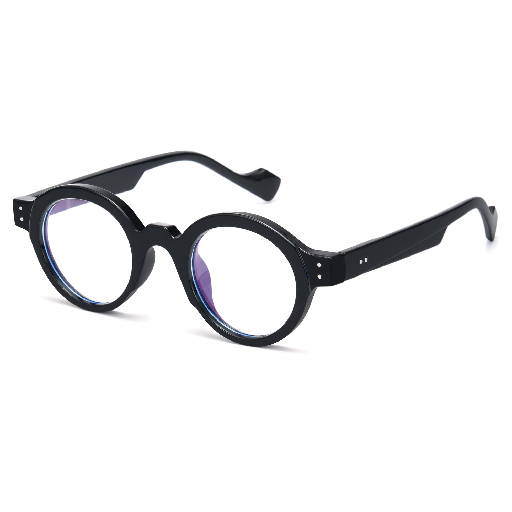 [Cyxus] 黒縁眼鏡 太セルフレーム 伊達メガネ ブルーライトカット 度なし ラウンド UVカット 紫外線対策 お洒落 男女兼用（8271T01）