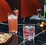 Everyday Drinking Glasses Set of 8 Drinkware Margarita Glasses, Kitchen Glasses for Cocktail, Iced Coffee, Beer, Ice Tea, Wine, Whiskey, Water, 4 Tall Glass Cups & 4 Short Dof Drinking Glass