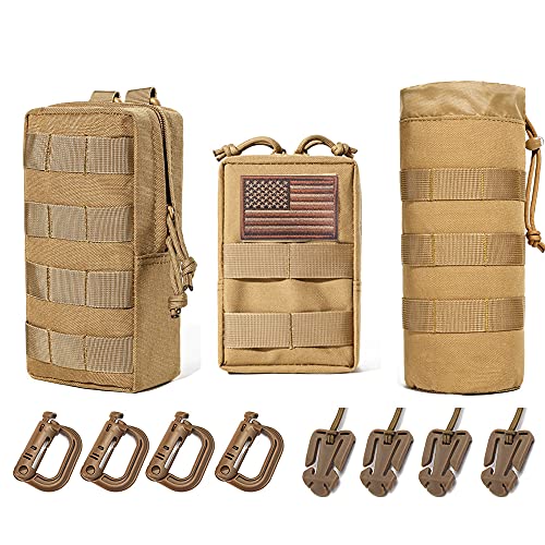 Image of Upgraded Sports Water Bottles Pouch Bag, Tactical Drawstring Molle Water Bottle Holder Tactical Pouches, Travel Mesh Water Bottle Bag Tactical Hydration Carrier