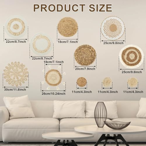 Panier mural en osier pour sublimer un mur vide - Solution déco 11 pièces jonc de mer - 3
